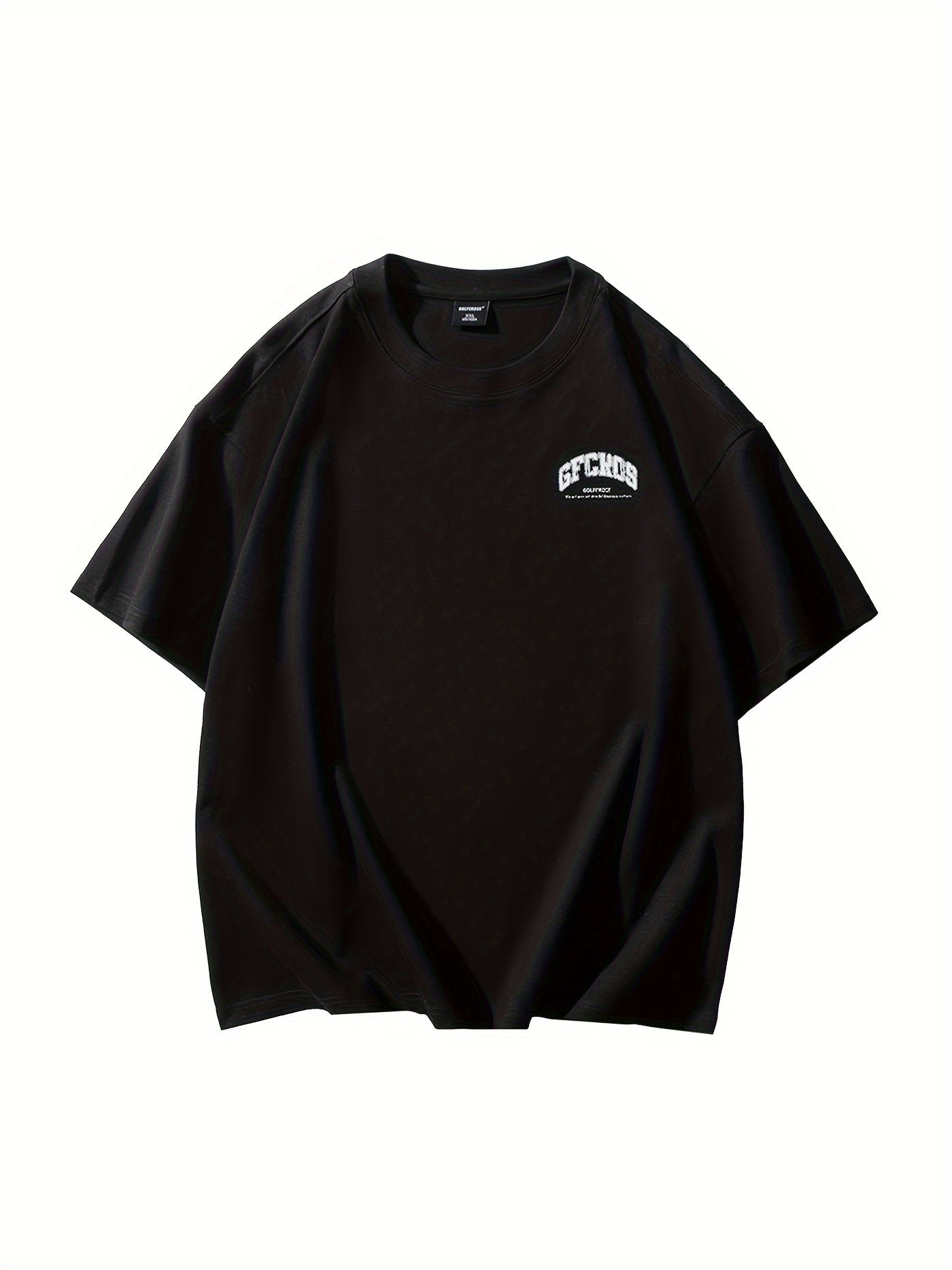 Camiseta de algodón casual para hombre con espalda a rayas y letras estampadas