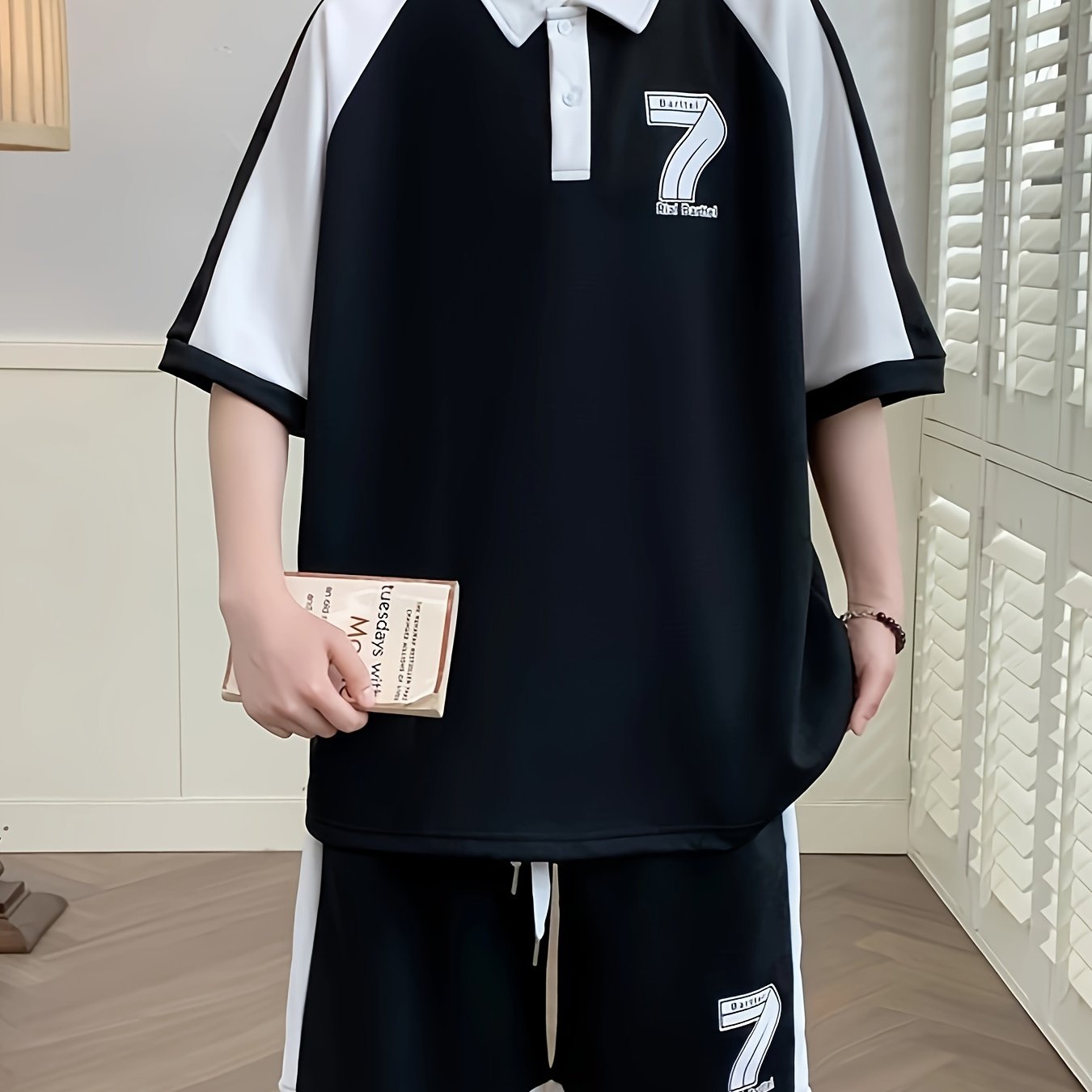 Conjunto de ropa casual de verano para hombre 2 piezas manga corta y pantalones cortos