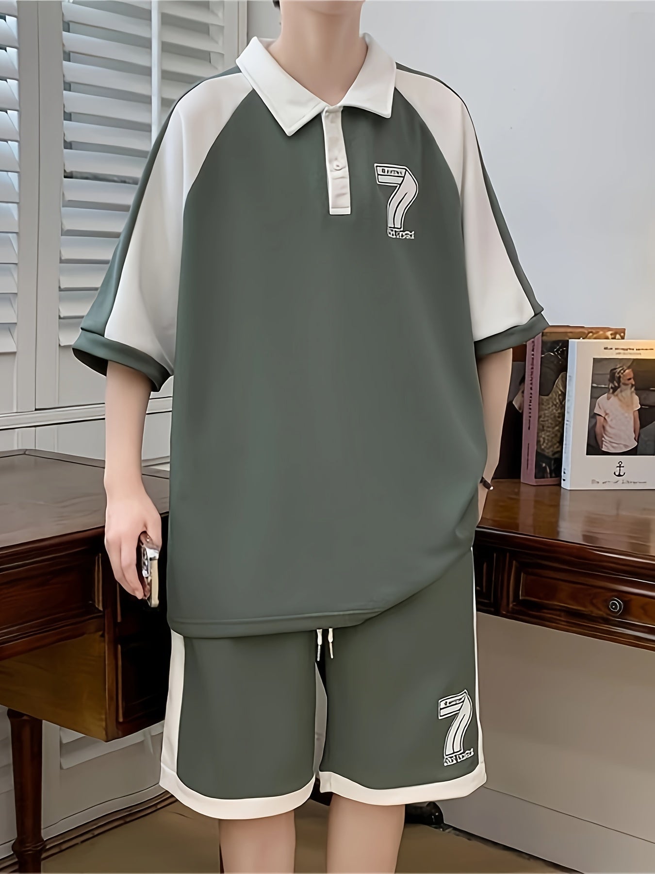 Conjunto de ropa casual de verano para hombre  2 piezas manga corta y pantalones cortos