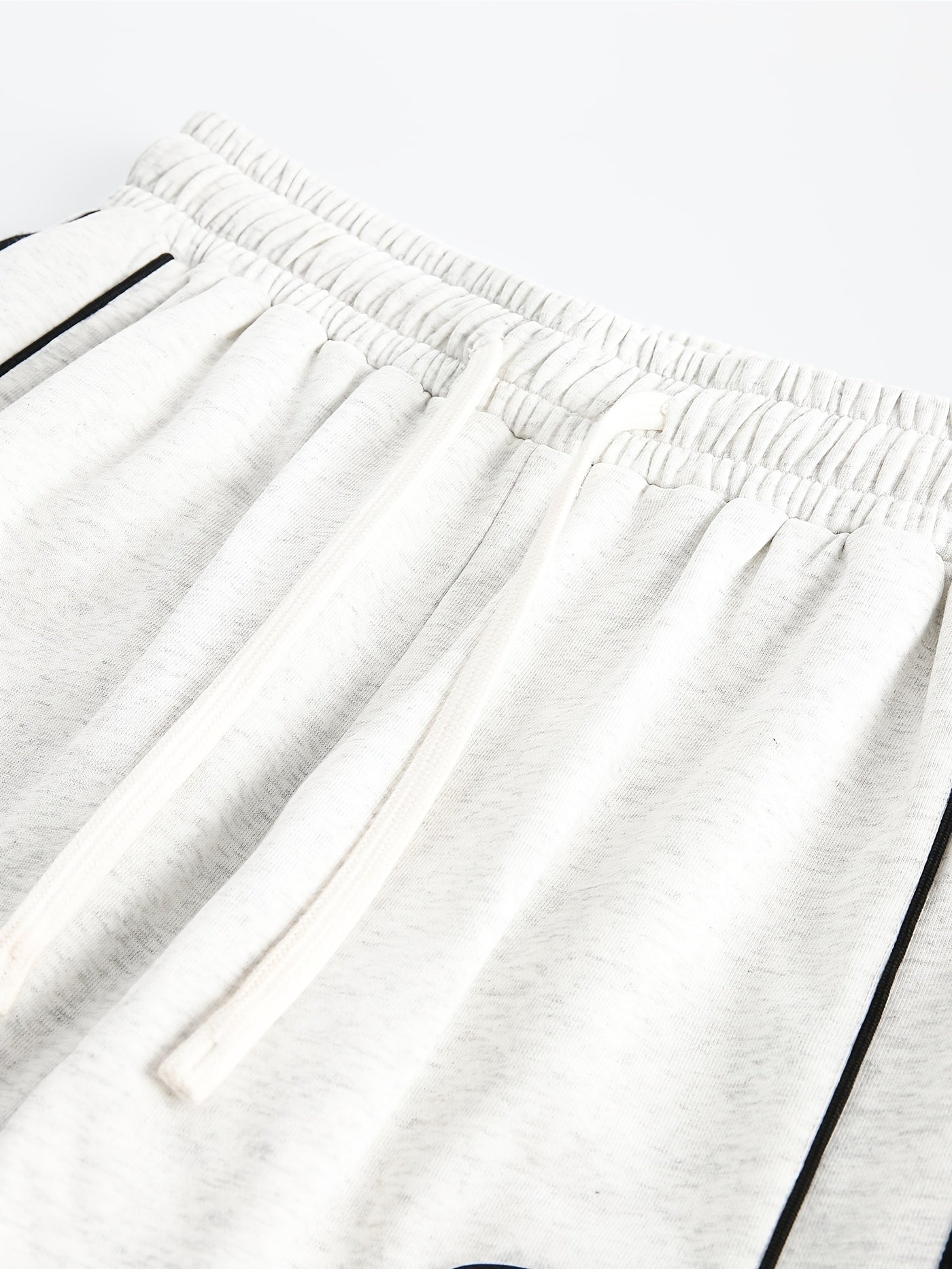 Pantalón casual de algodón con rayas laterales, corte holgado gris