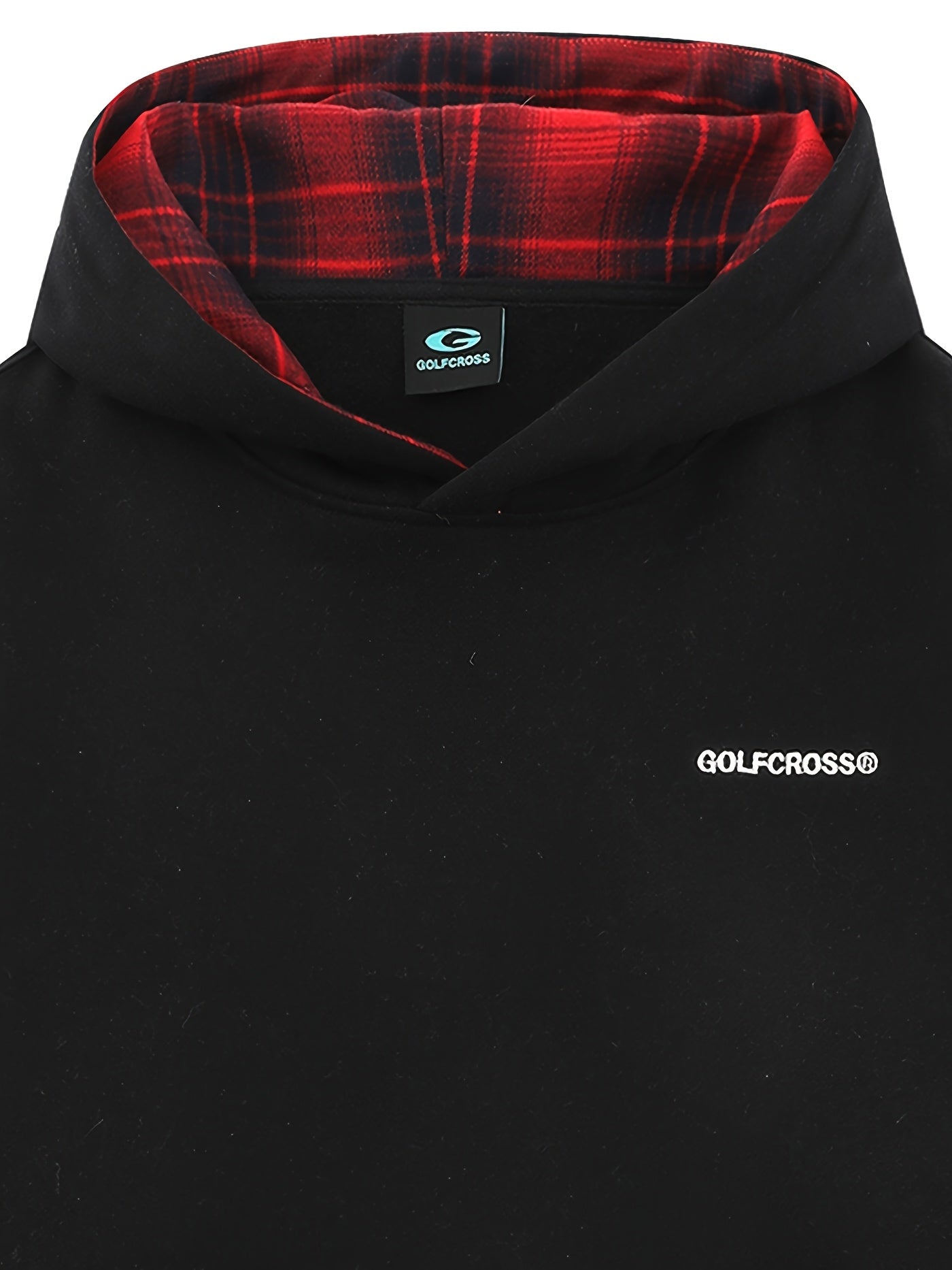 Men’s loose fit hoodie with plaid collar