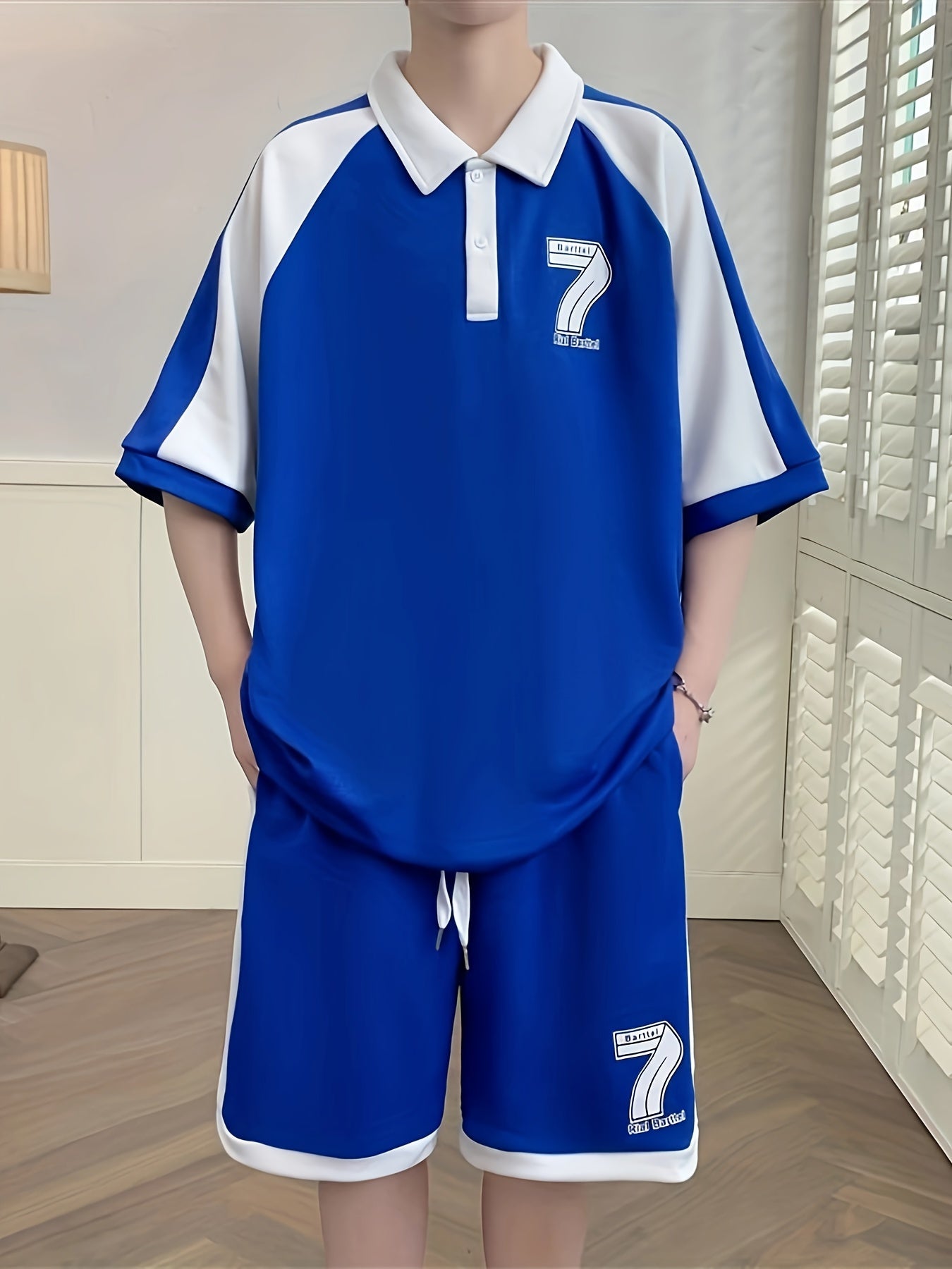 Conjunto de ropa casual de verano para hombre  2 piezas manga corta y pantalones cortos