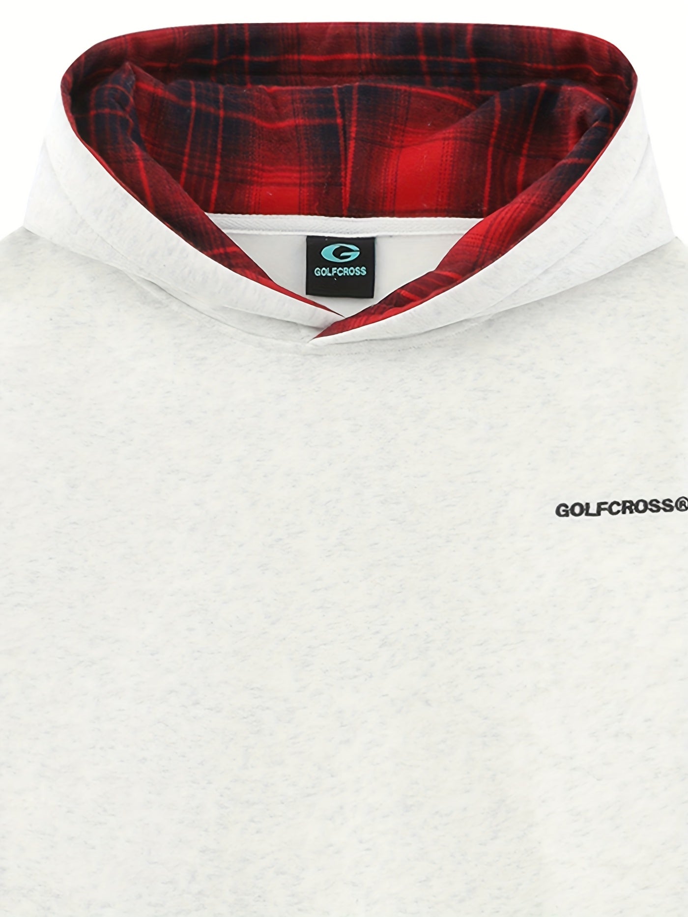 Men’s loose fit hoodie with plaid collar