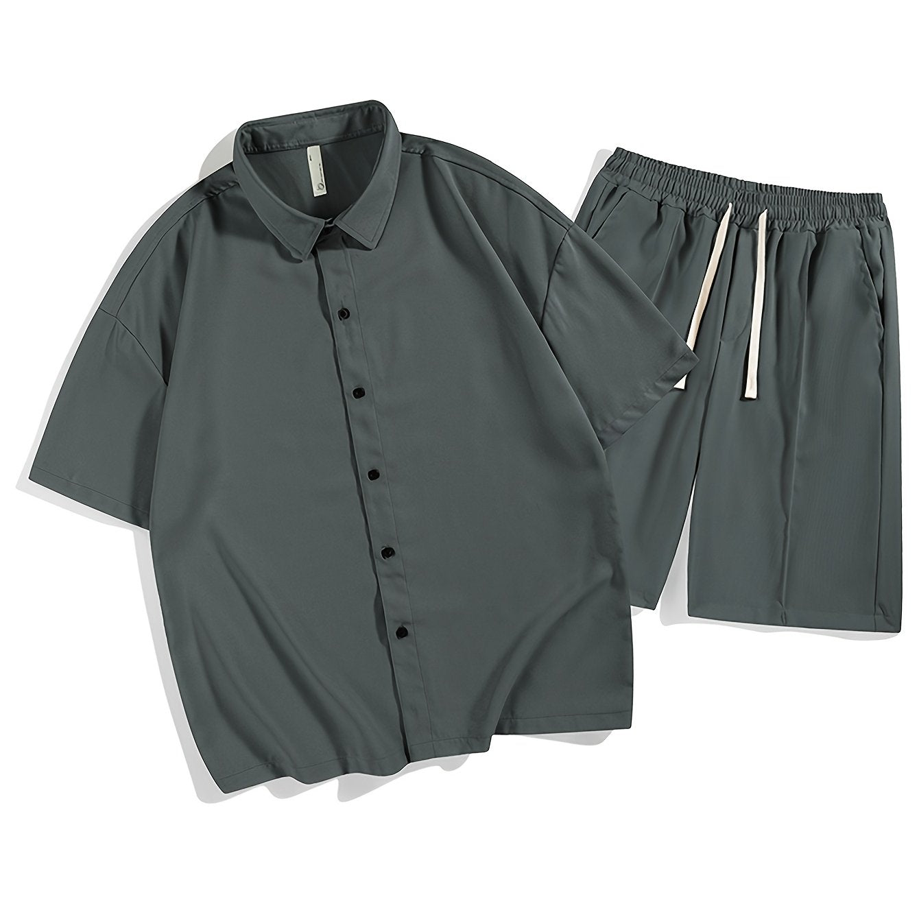 Set of short sleeve and short buttoned shirt