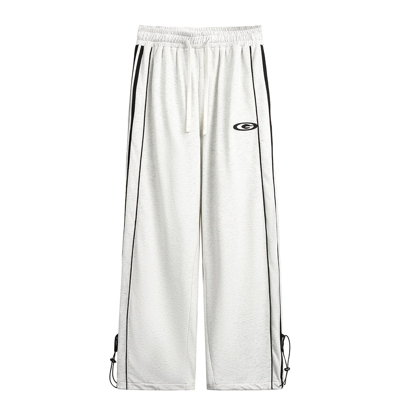 Pantalón casual de algodón con rayas laterales, corte holgado gris