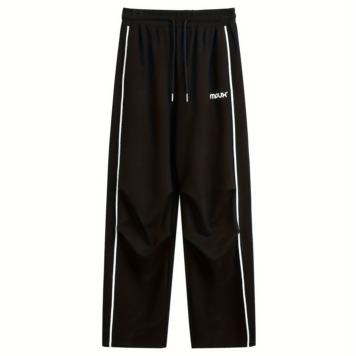 Men's Striped Loose Fit Sweatpants with Pockets Black