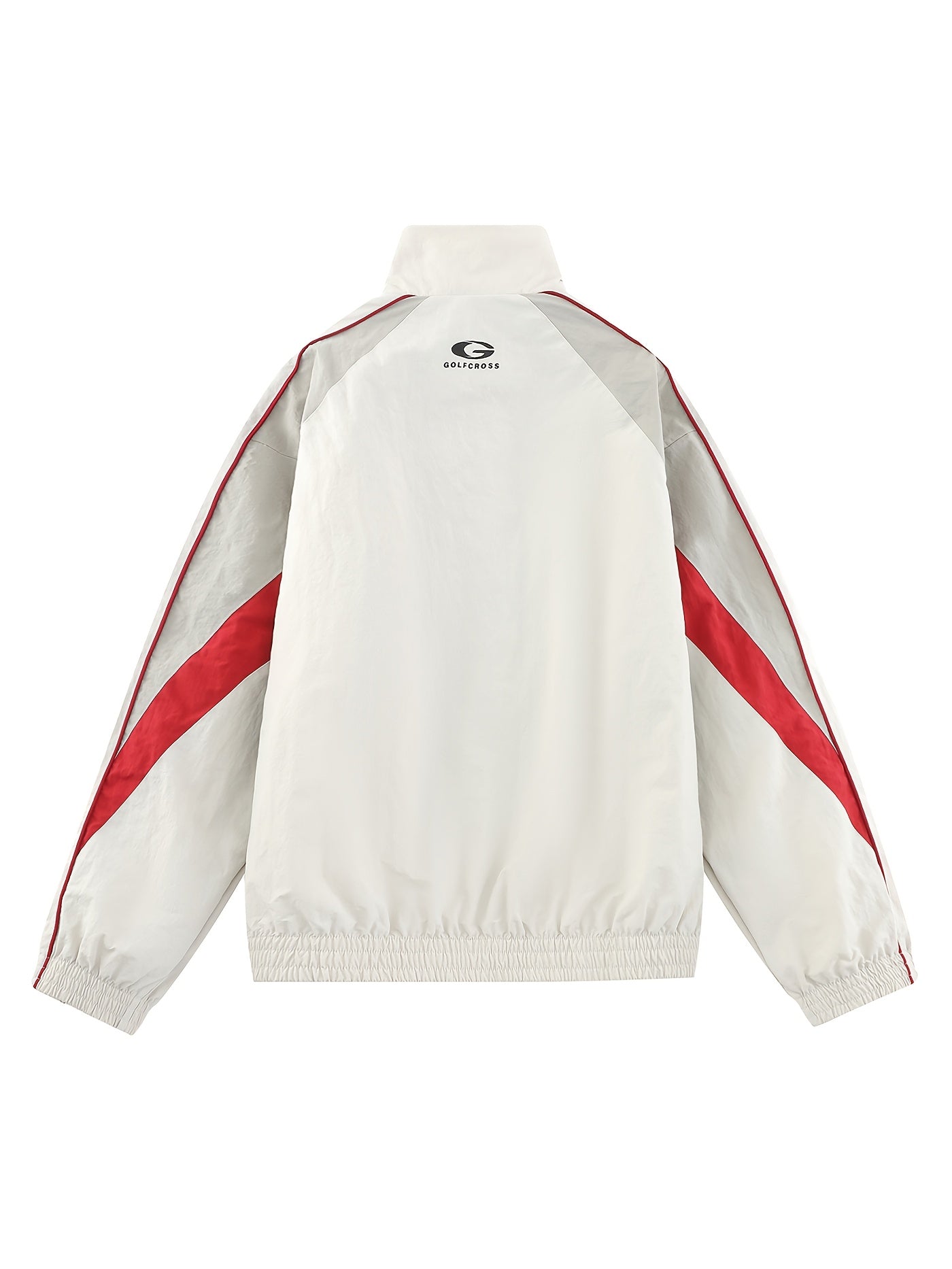 Chaqueta casual con mangas raglán rayadas en el lado con cuello alto, para primavera y otoño