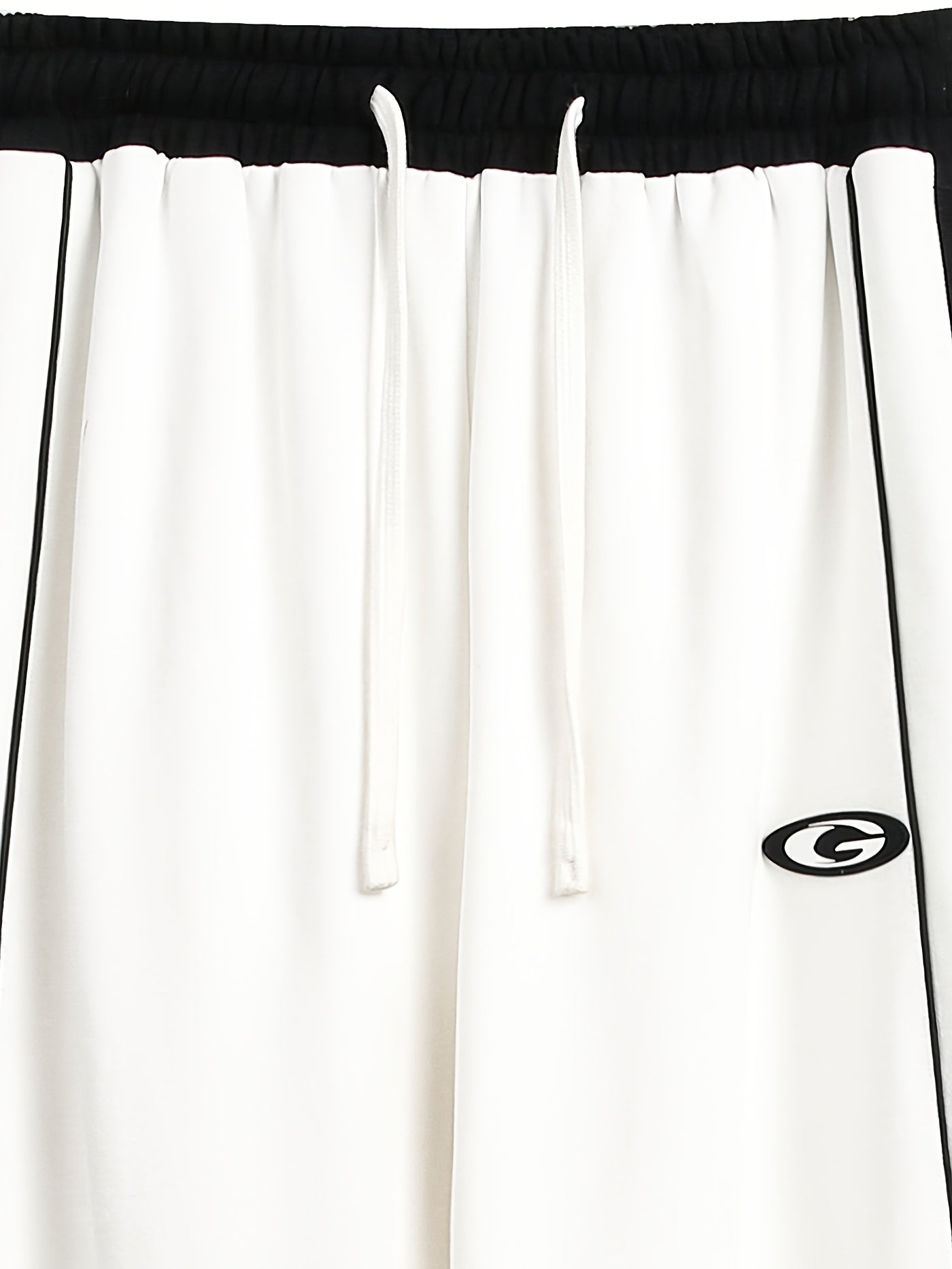 Pantalon décontracté  en coton avec rayures latérales, coupe ample blanc