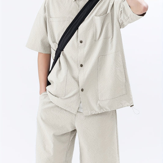 Conjunto de dos piezas casual para hombre, camisa de manga corta y pantalones cortos