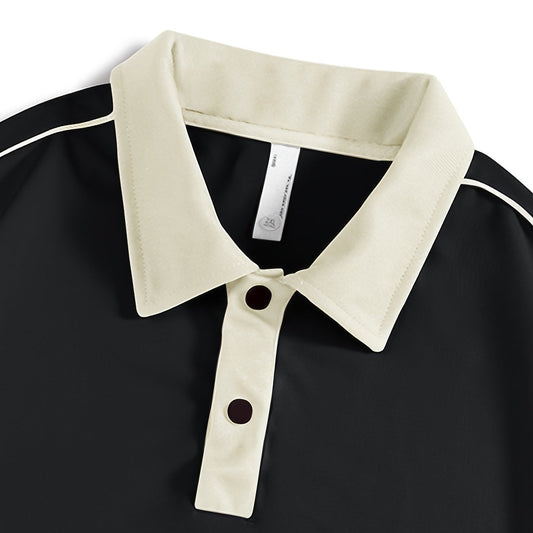 Conjunto deportivo informal de moda para hombre, polo de manga corta con cuello y pantalones cortos holgados.