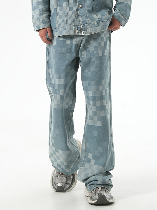 Pantalones vaqueros de talla media para hombre, 1 pieza - Color sólido, tejido no elástico, corte clásico, cremallera, tejido, acabado deslavado, estilo básico para otoño/invierno