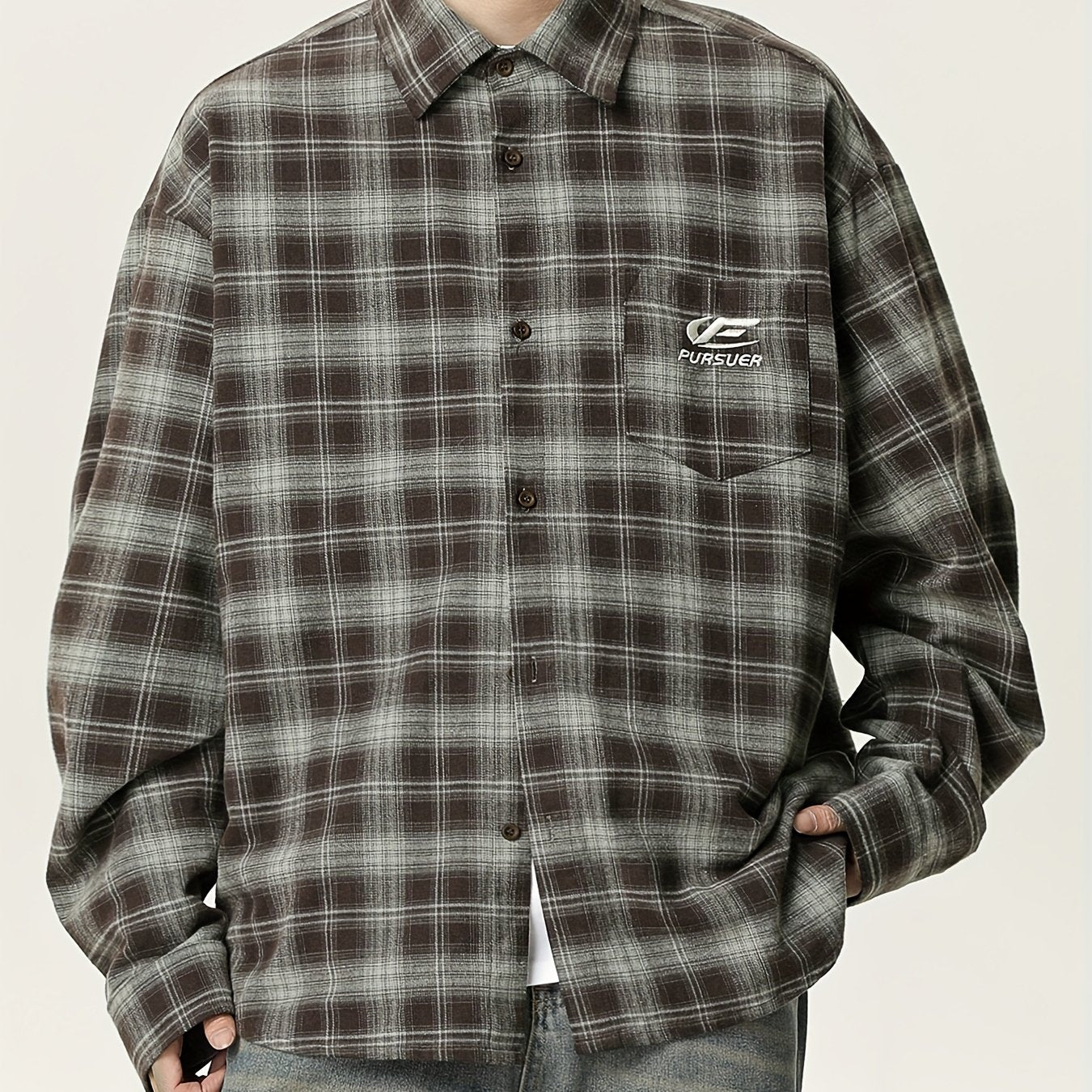 Chemise à manches longues de printemps et d’automne pour hommes avec col brodé