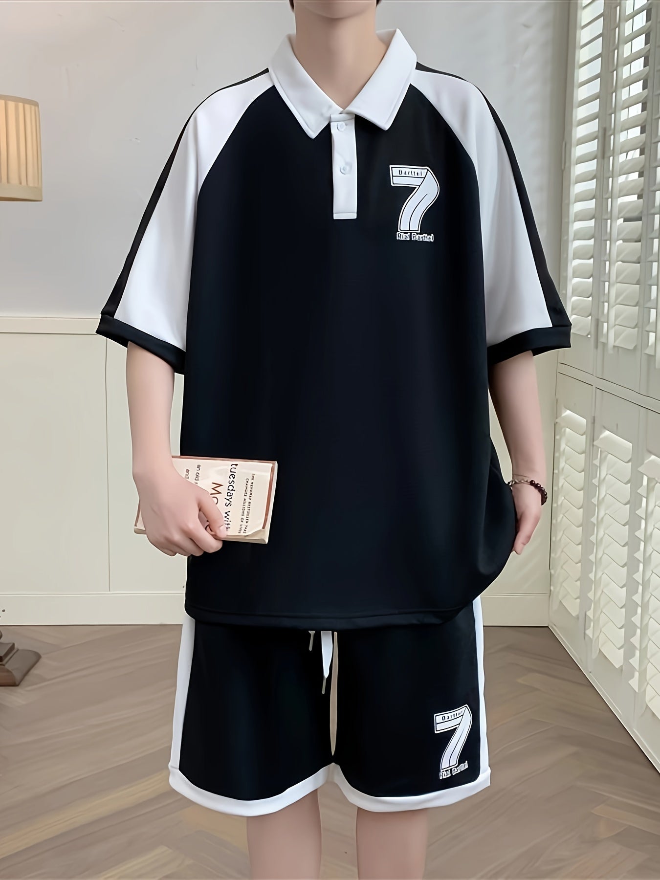 Conjunto de ropa casual de verano para hombre  2 piezas manga corta y pantalones cortos