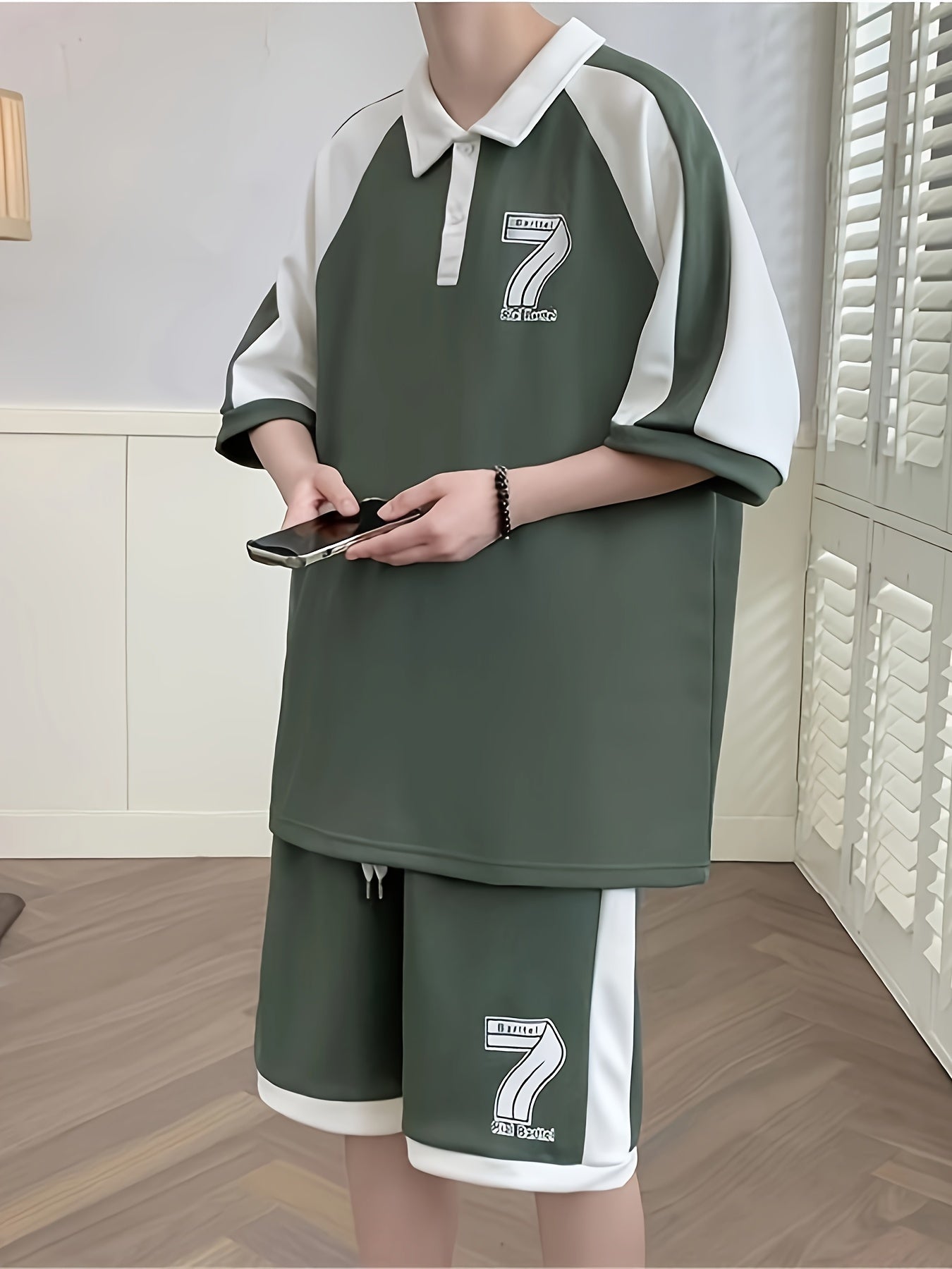 Conjunto de ropa casual de verano para hombre  2 piezas manga corta y pantalones cortos