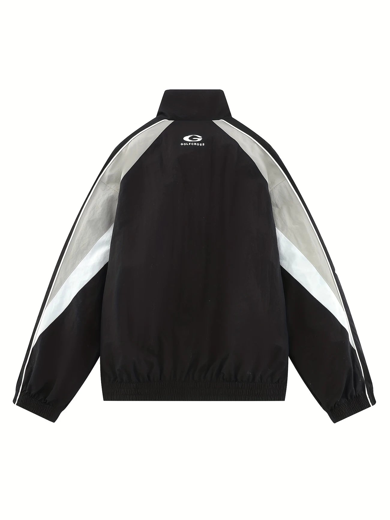 Chaqueta casual con mangas raglán rayadas en el lado con cuello alto, para primavera y otoño