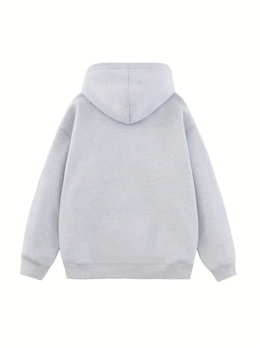 Sudadera con capucha y cuello a cuadros de corte holgado para hombre