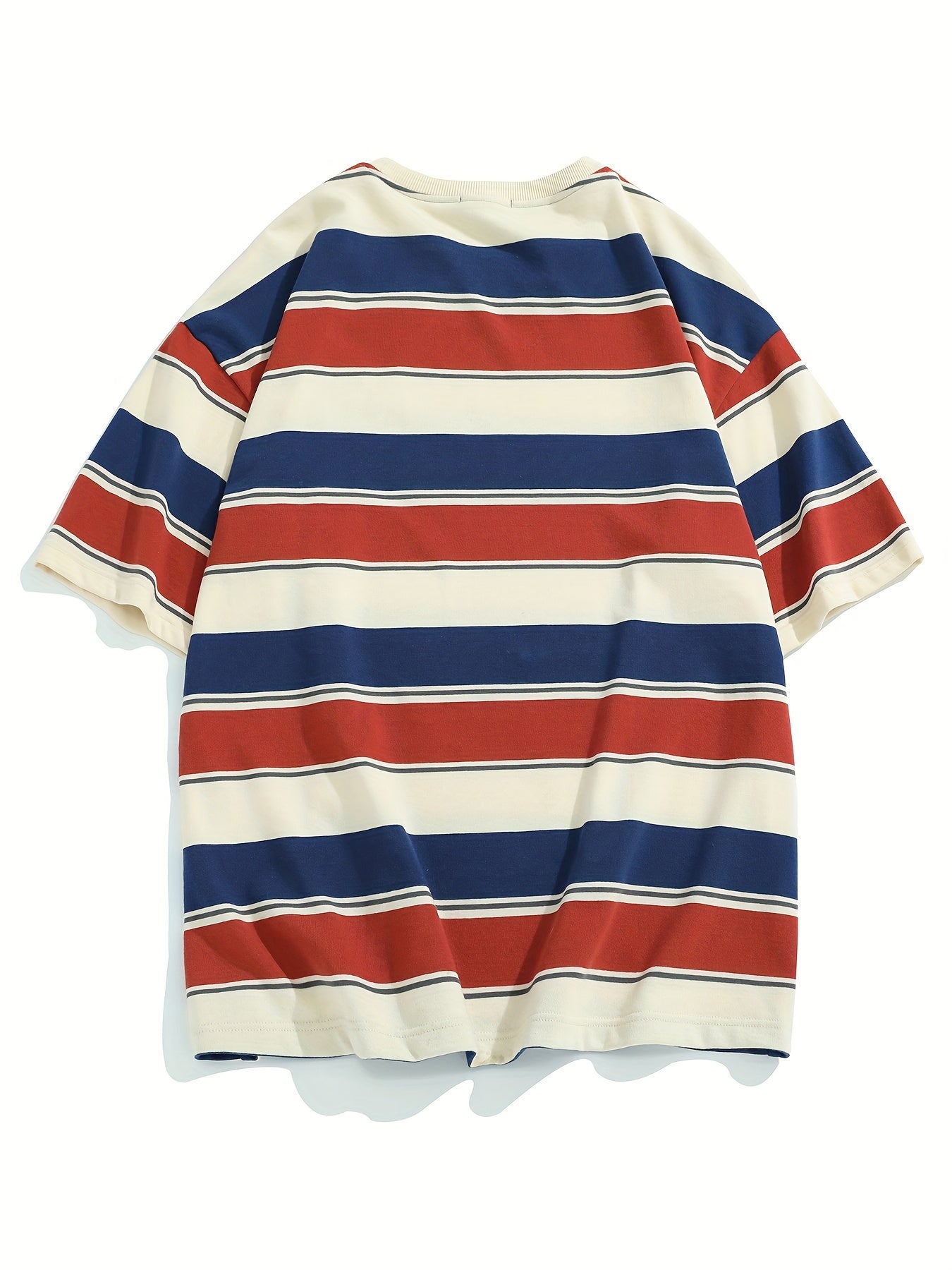 Camiseta de verano con cuello redondo a rayas para hombre