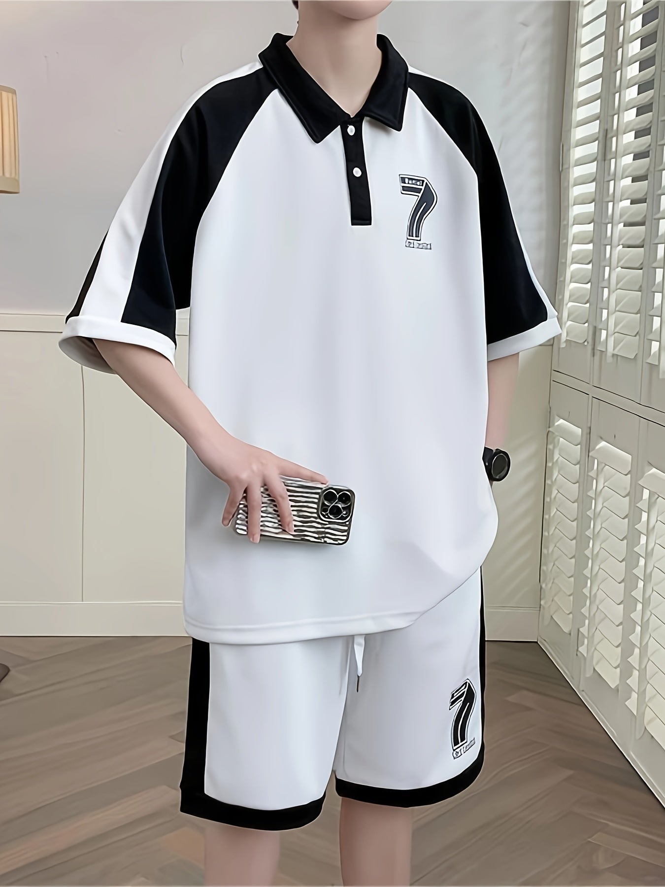 Conjunto de ropa casual de verano para hombre  2 piezas manga corta y pantalones cortos