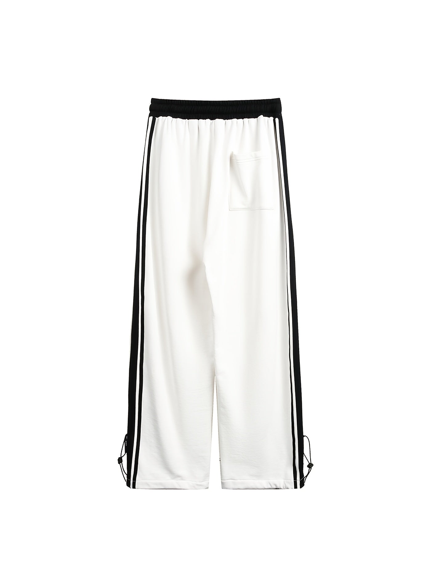 Pantalon décontracté  en coton avec rayures latérales, coupe ample blanc