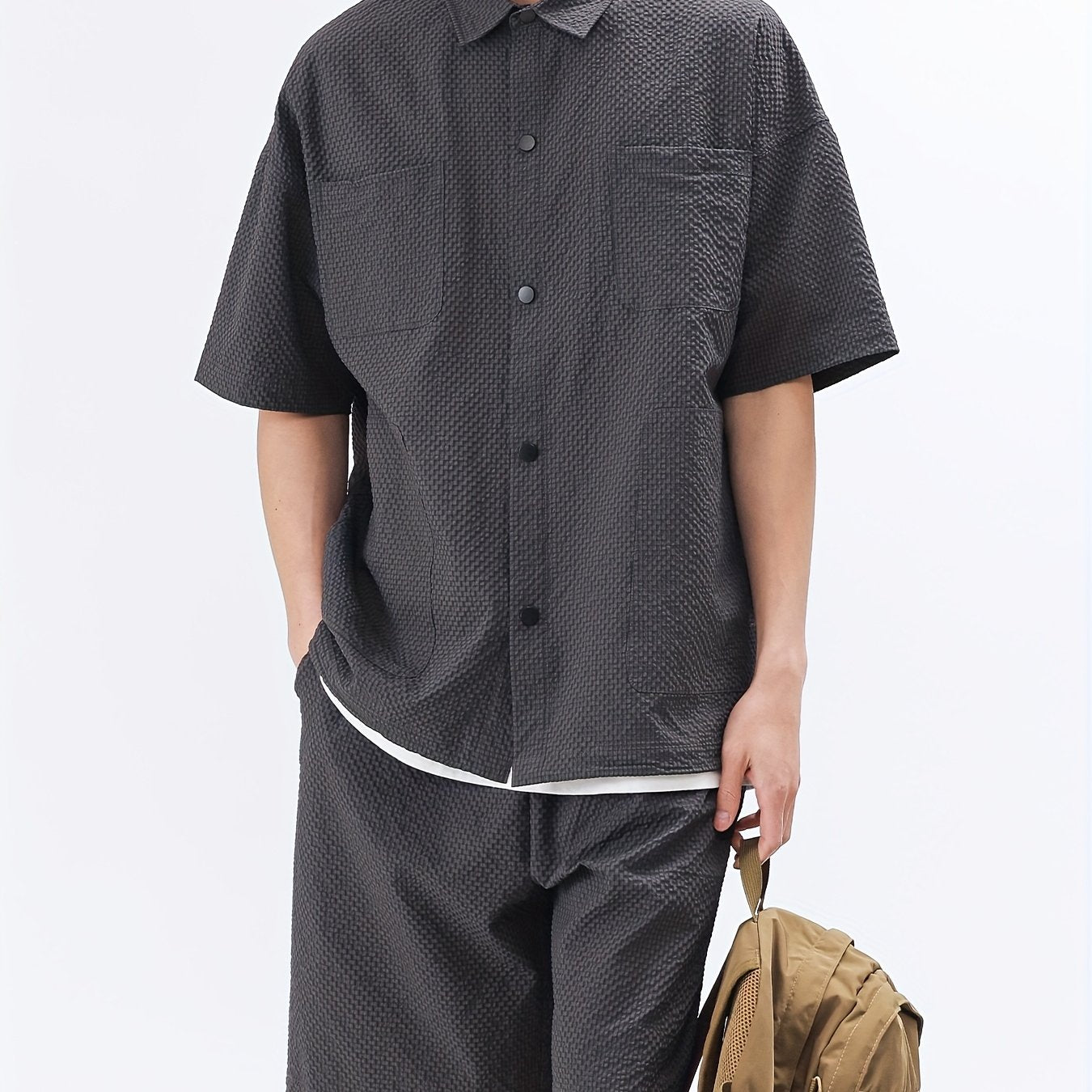 Conjunto de dos piezas casual para hombre, camisa de manga corta y pantalones cortos