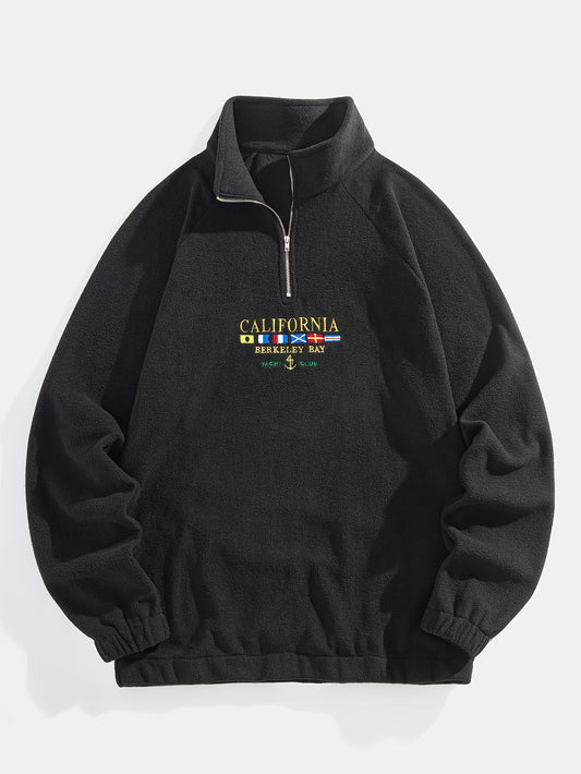 Sudadera con cremallera de polar bordado California para hombre