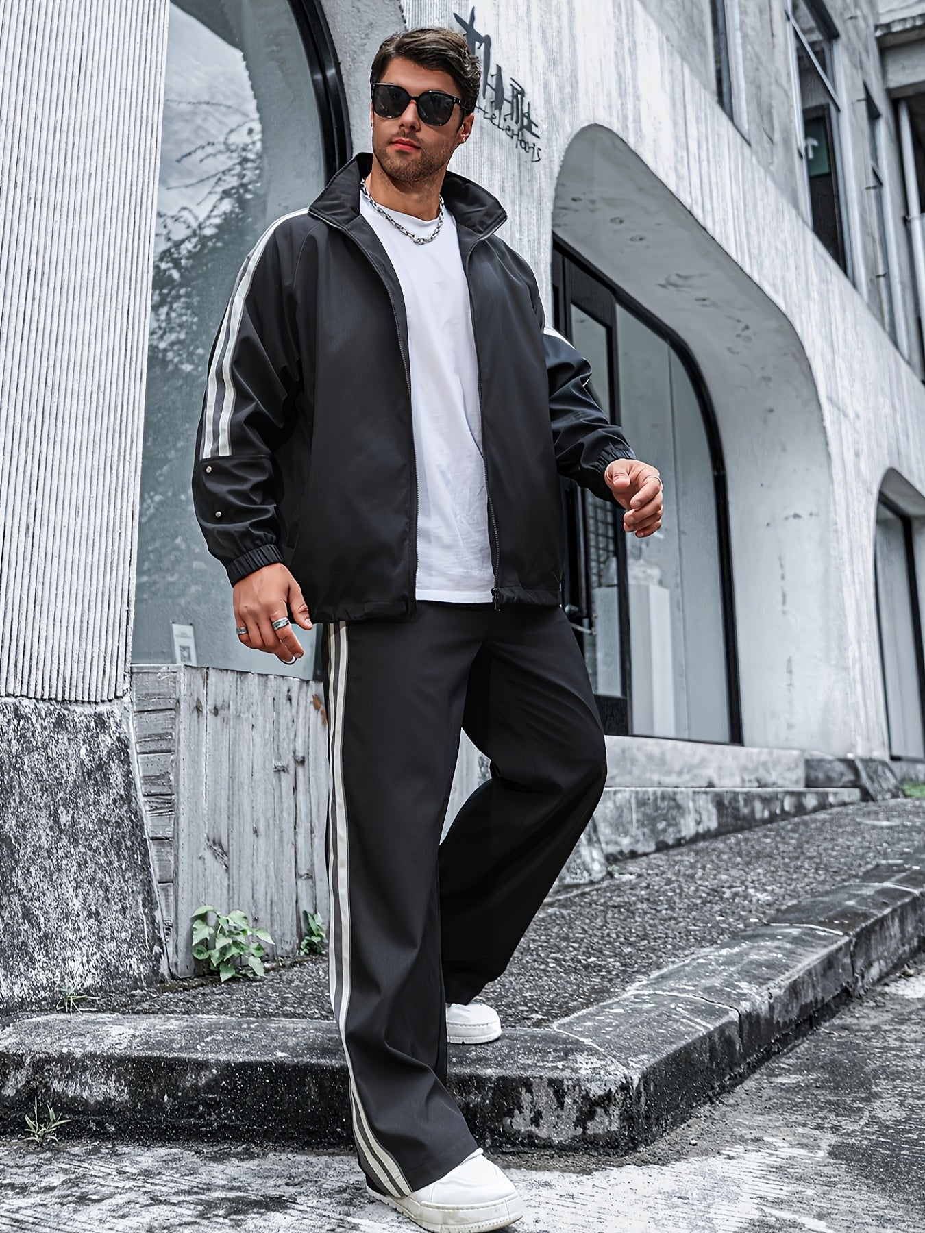 Black striped tracksuit set