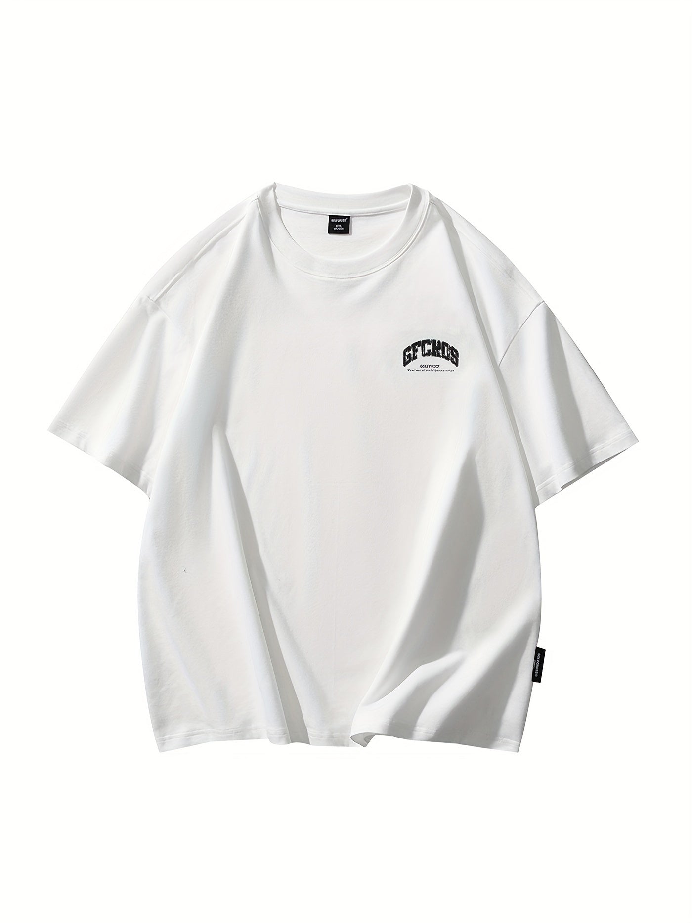 Camiseta de algodón casual para hombre con espalda a rayas y letras estampadas