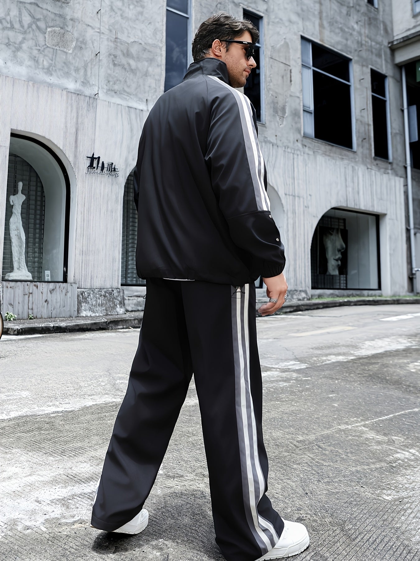 Black striped tracksuit set