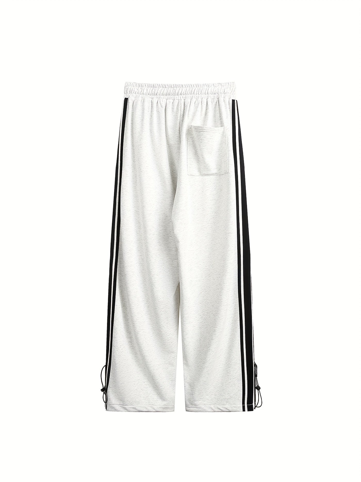 Pantalón casual de algodón con rayas laterales, corte holgado gris