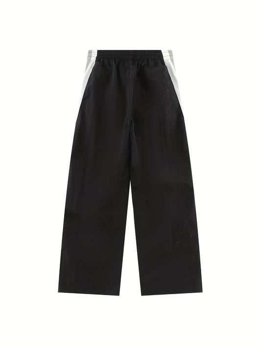 Pantalones deportivos casuales amplios con bloques de color laterales para hombre