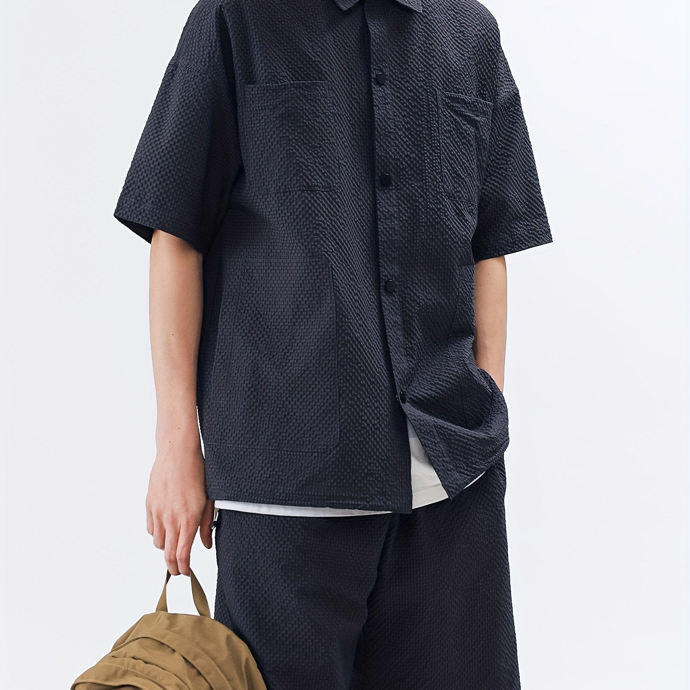 Conjunto de dos piezas casual para hombre, camisa de manga corta y pantalones cortos