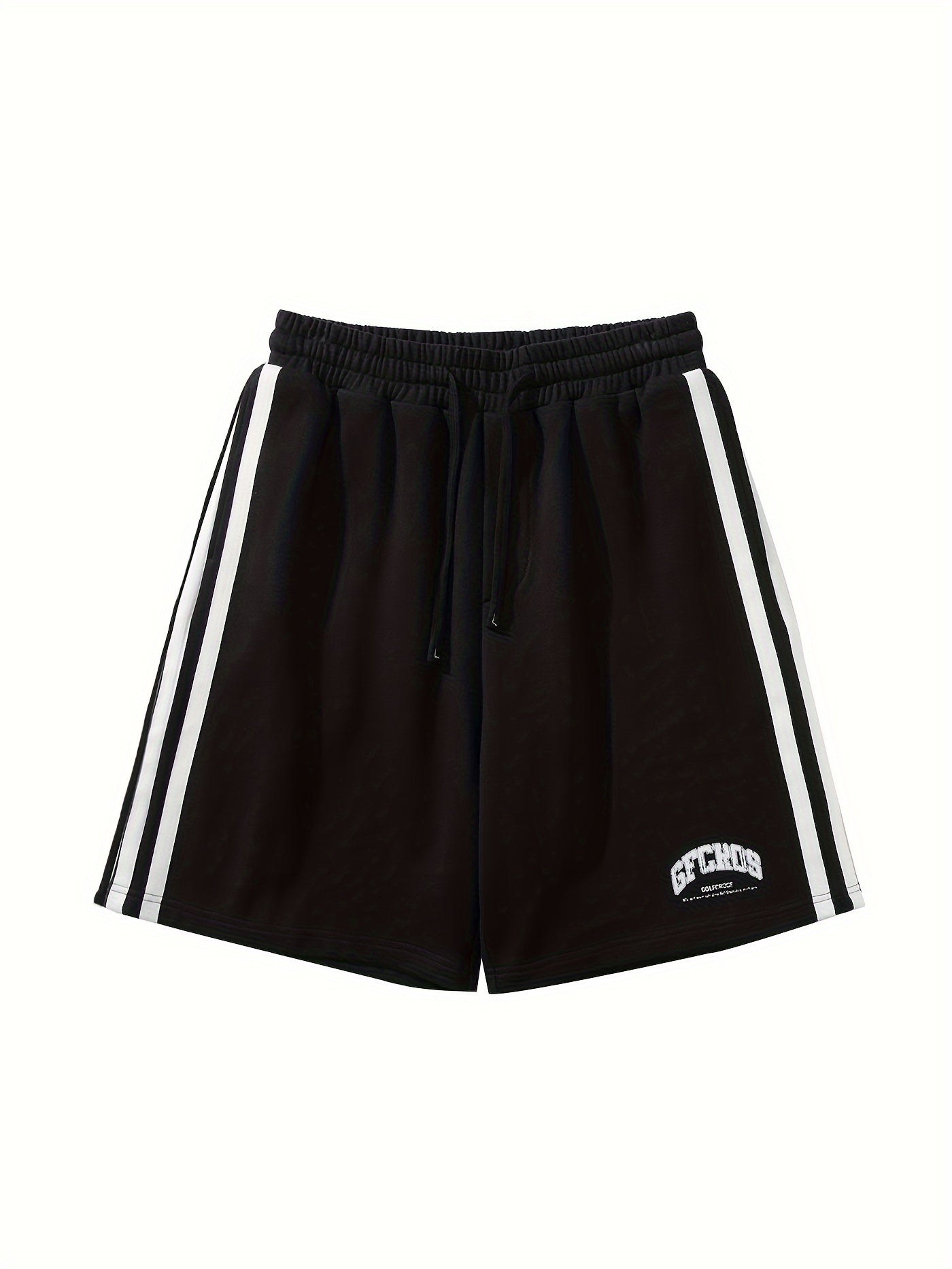 Pantalón corto amplio con rayas y estampado gráfico con bolsillos, cintura elástica y cordón