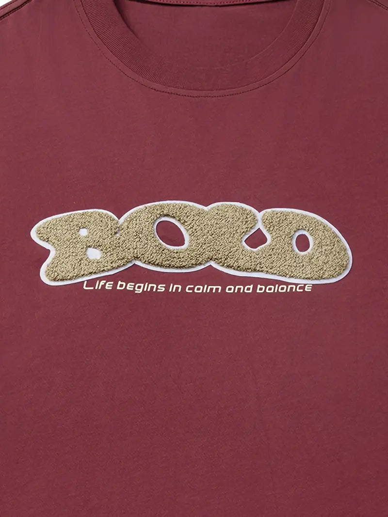 Men’s casual cotton T-shirt with embroidered pattern